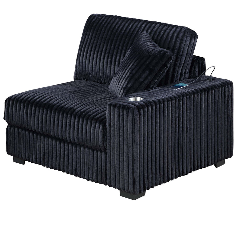 6 Piece Modular Sectional Sofa Set Upholstered Living Room Plush Couch With Cup Holders And USB Port - Black