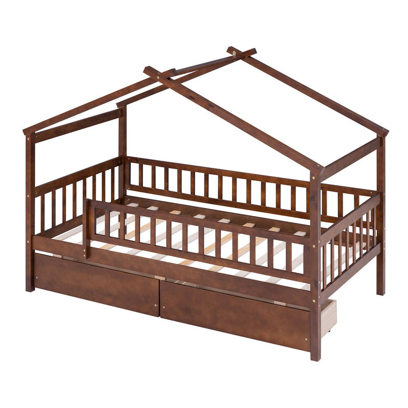 House Bed With 2 Drawers