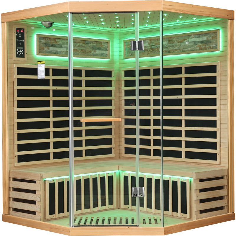 Pentagonal Sauna Room With Carbon Heating Plates - American White Oak