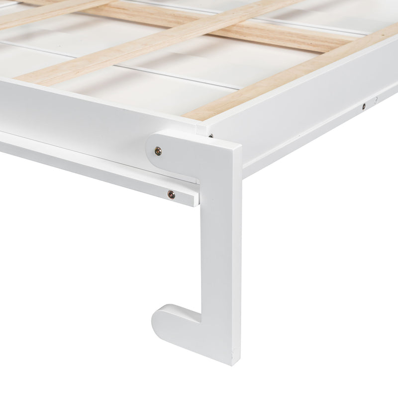 French Style Murphy Platform Bed With Shelf, Side Cabinets, Drawers And LED