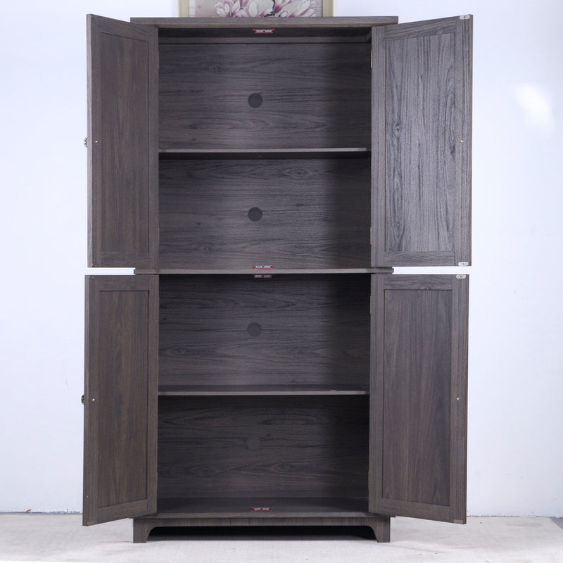 Modern Sideboard Buffet With 4 Mirrored Doors, Adjustable Shelves
