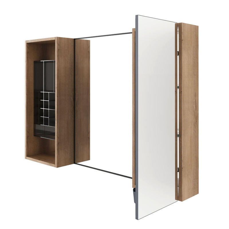 41.3" Wall Mounted Bathroom Cabinet With Adjustable Shelves Storage Unit - Imitative Oak