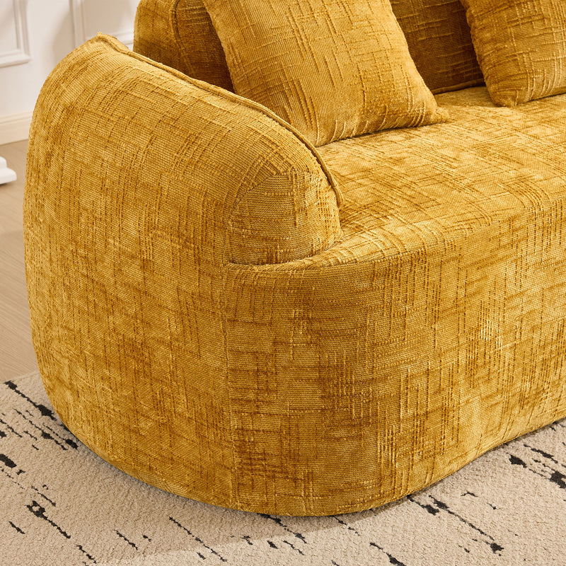 Curved 2 Person Compress Sofa With Armrests, Includes Pillows