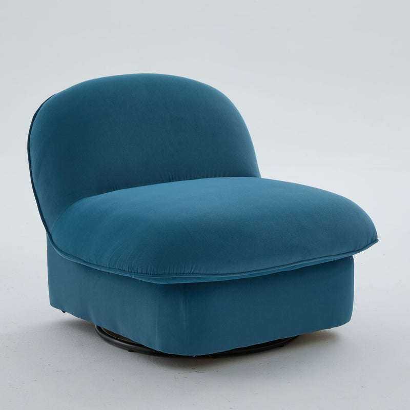 Pumpkin Shaped Swivel Accent Chair, 360 Degree Rotation For Living Room