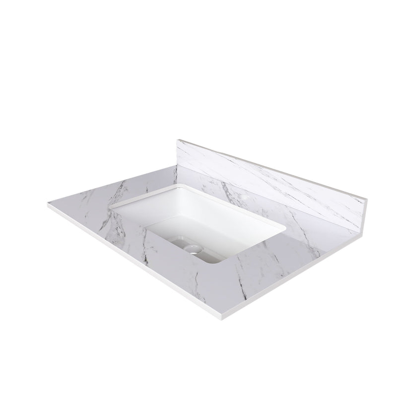 Bianco Carrara Venato Marble Vanity Top With Pre Drilled Faucet Hole And Undermount Sink