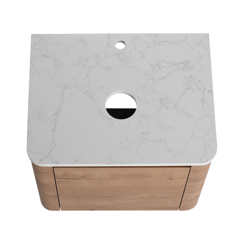 Wall Mounted Bathroom Vanity With Art Sink, 1 Storage Shelf, Soft Close Door