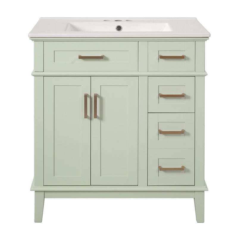 Modern Bathroom Vanity With Ceramic Sink, Soft Close Storage Cabinet
