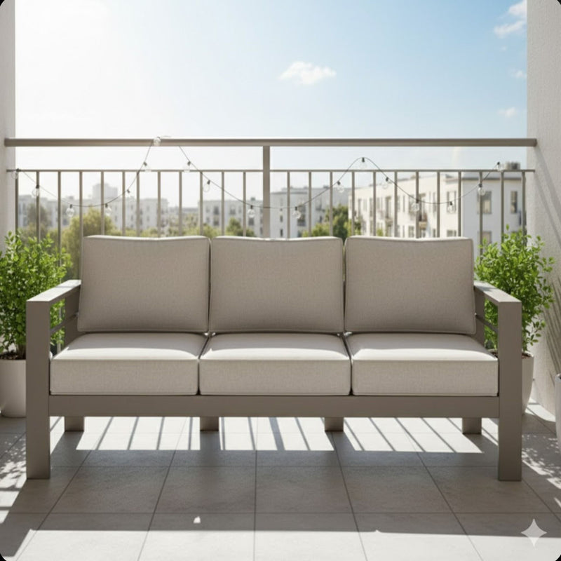 All-Weather Patio Sofa With Cushions, 3 Seat Outdoor Couch