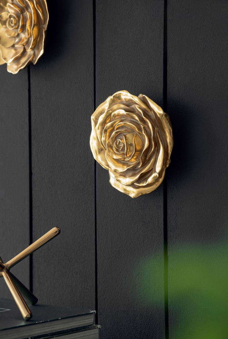 Rose Hanging Wall Accents (Set of 2) - Gold