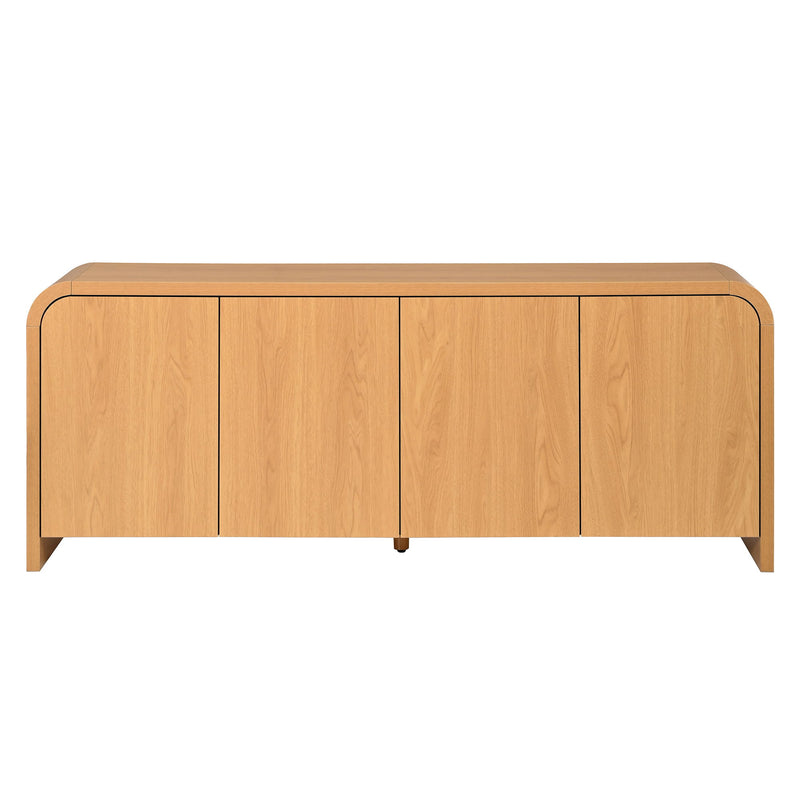 Curved Edge TV Stand With Large Cabinets