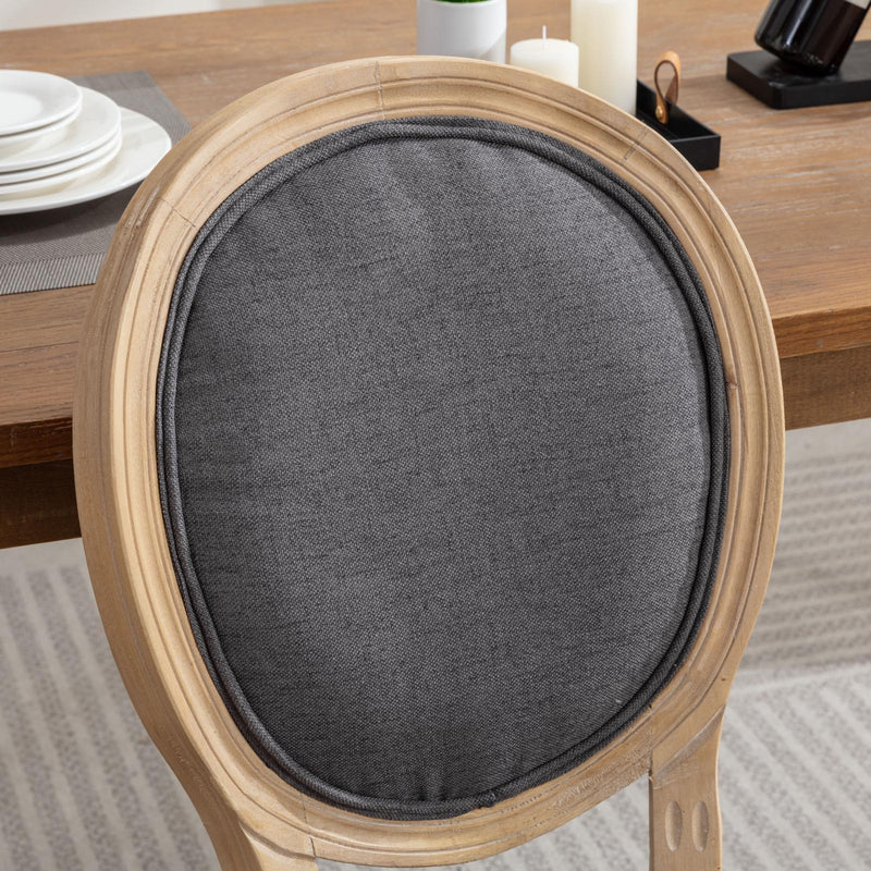 French Style Solid Wood Frame Antique Painting Fabric Back Dining Chair (Set of 2)