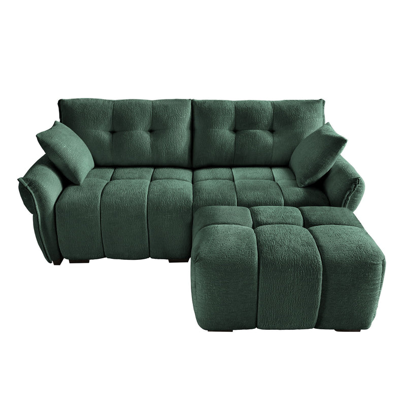 Sofa Set With Ottoman And Pillows, Textured, High Resilience Cushions