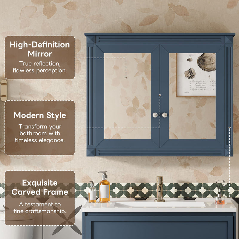 Wall-Mounted Medicine Cabinet With 2 Mirrors, Adjustable Shelves