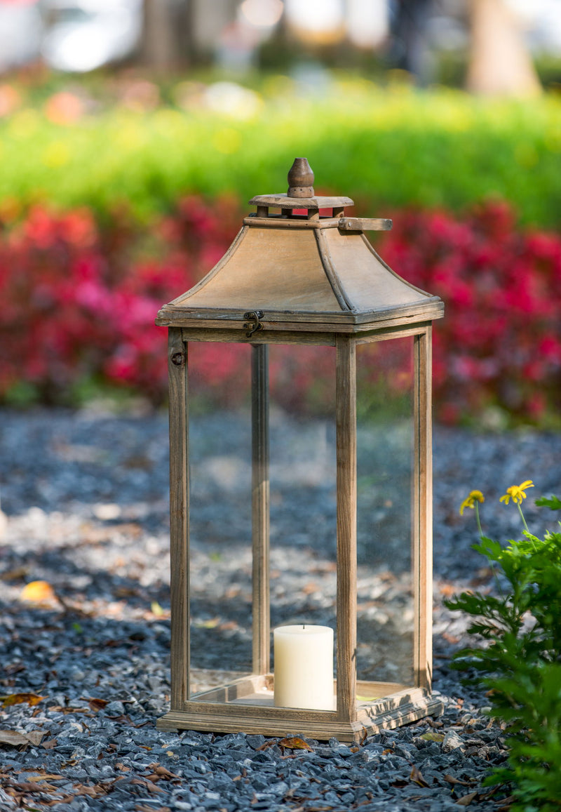 Candle Lantern Decorative, Hurricane Lantern Holder Decor For Indoor Outdoor, Home Garden Wedding - Ivory