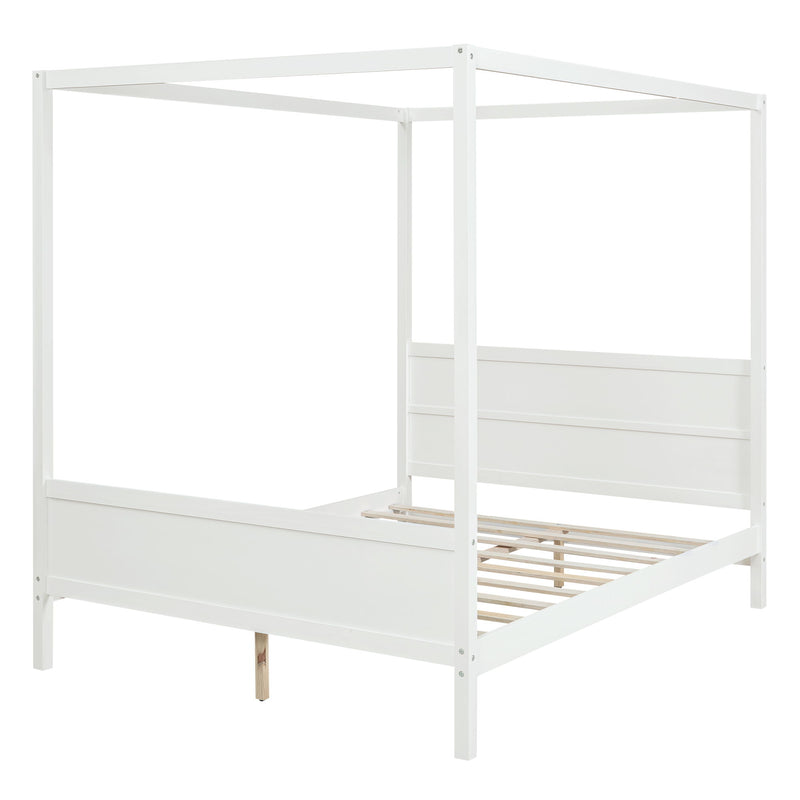 Canopy Platform Bed With Headboard And Footboard, Slat Support Leg