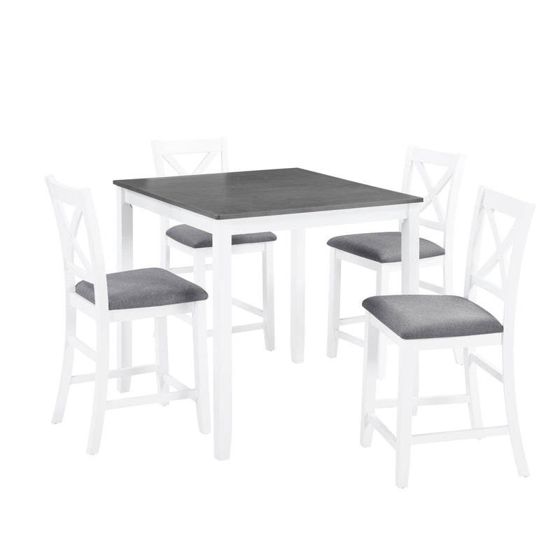 5 Piece Counter Height Dining Table Set With 4 Chairs