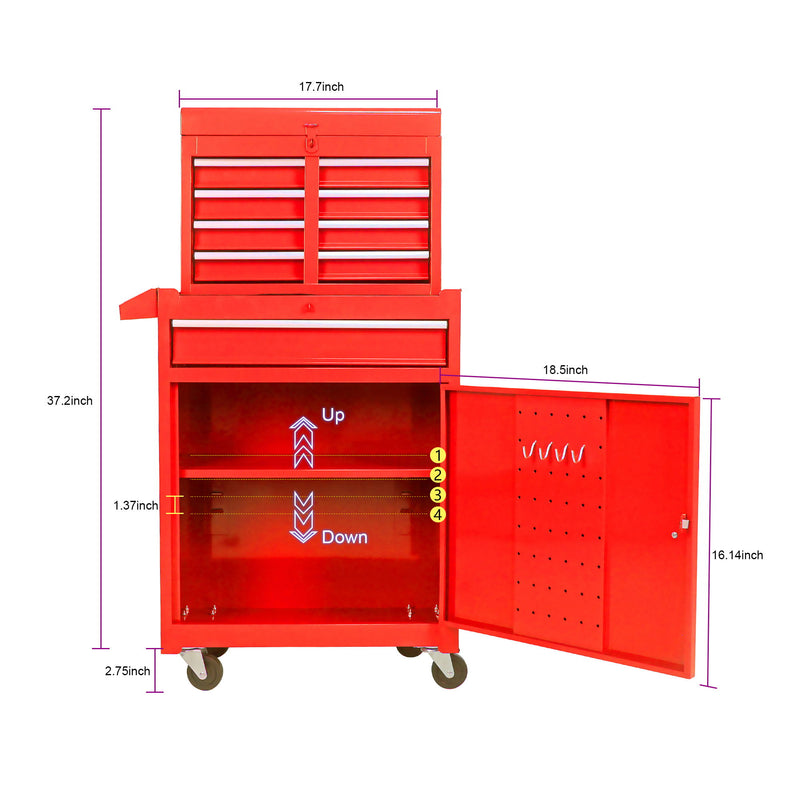 High Capacity Rolling Tool Chest With Wheels And Drawers, Storage Cabinet