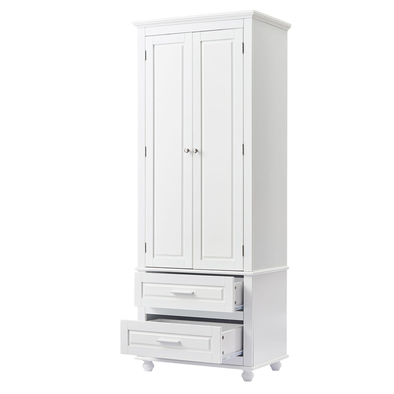 Tall Storage Cabinet With 2 Drawers For Bathroom