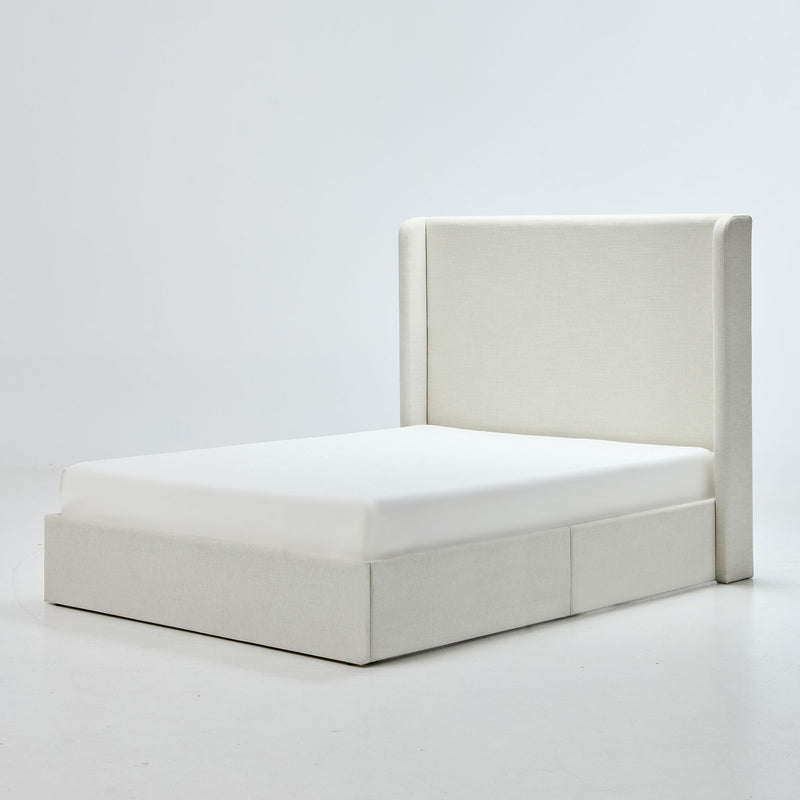 Caron - Upholstered Wingback Bed With High Headboard