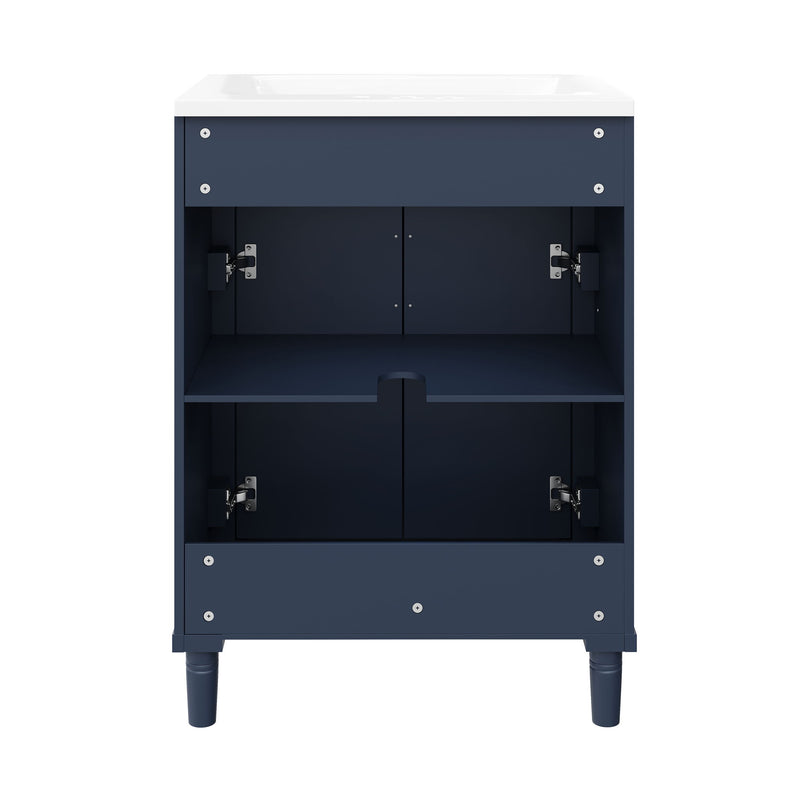 Bathroom Vanity With Integrated Sink, 2 Door Cabinet, Single Sink For Small To Medium Bathrooms