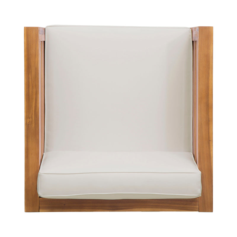 Outdoor Acacia Wood Patio Chair With Fabric Cushion