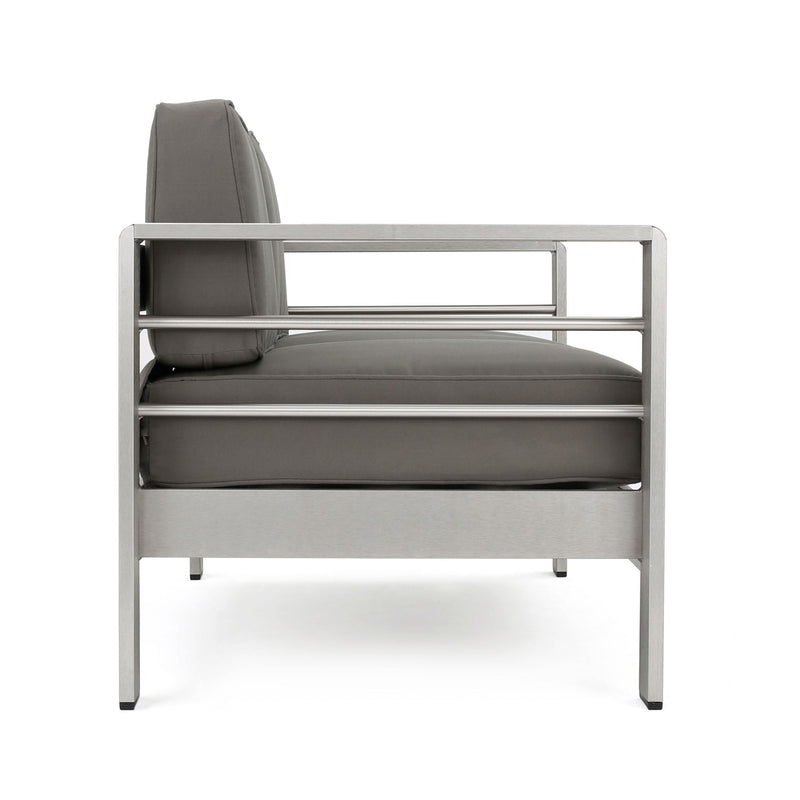 Outdoor Aluminum Loveseat With Cushion - Khaki