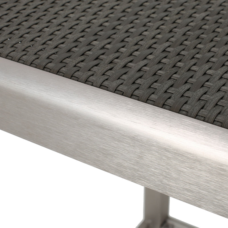 Outdoor 43" Aluminum Bar Table With Rattan Table Top - Gray