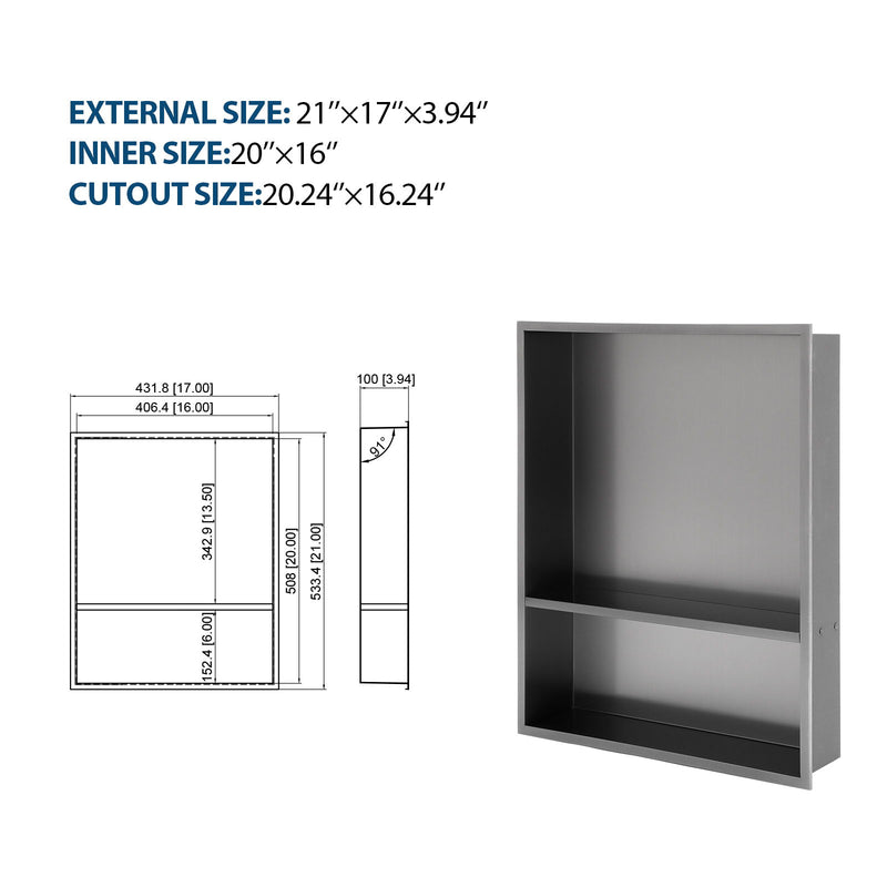 Modern Stainless Steel Shower Niche Double Shelf For Bathroom