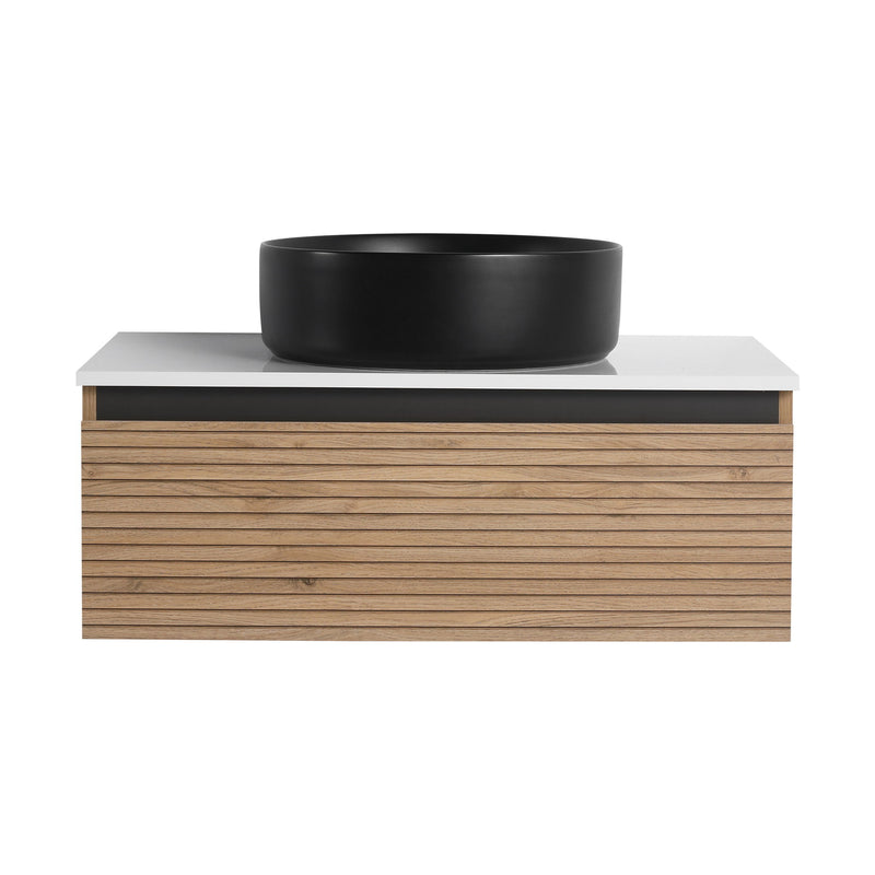Wall Mounted Bathroom Vanity With Art Sink & 1 Soft Close Drawer