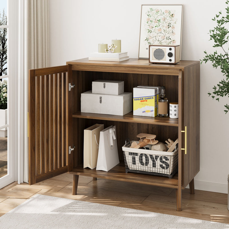 Grille Striped Sideboard Buffet Cabinet With Storage