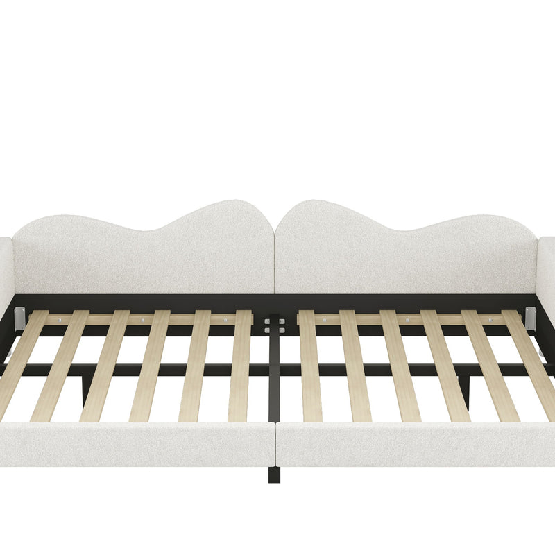 Upholstered Daybed, Sherpa Fabric Sofabed With Cloud-Shaped Backrest