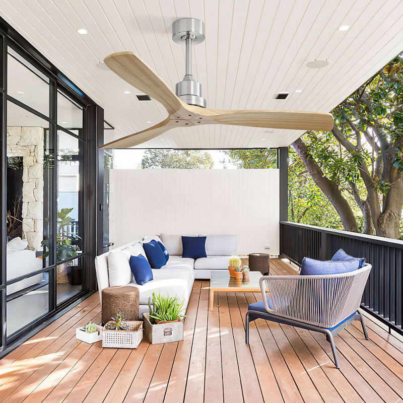 52" Outdoor Ceiling Fan With Remote Control Blades Reversible DC Motor - Brushed Nickel