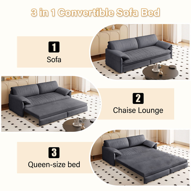 Queen Pull Out Sofa Bed With Side Storage
