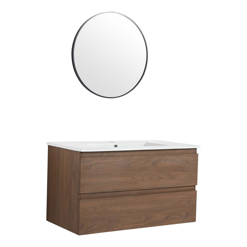 Wall Mounted Bathroom Vanity & Sink, 2 Soft Close Drawers