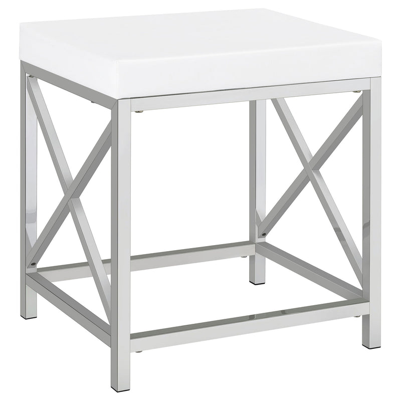 Hamlin - Makeup Vanity Table With Lighted Mirror And Padded Stool - White