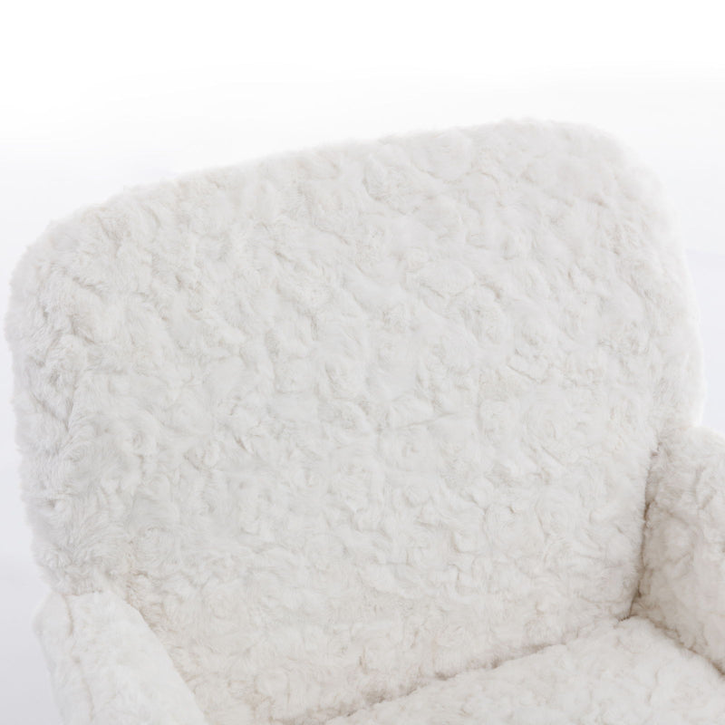 Office Chair, Artificial Rabbit Hair Home Office Chair With Metal Base, Adjustable Desk Chair Swivel Office Chair, Vanity Chair