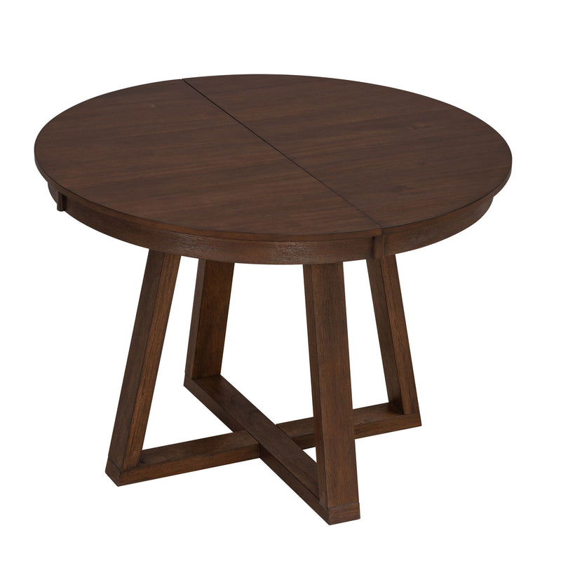 Dining Set With Leaf Round Table And 4 Upholstered Chairs
