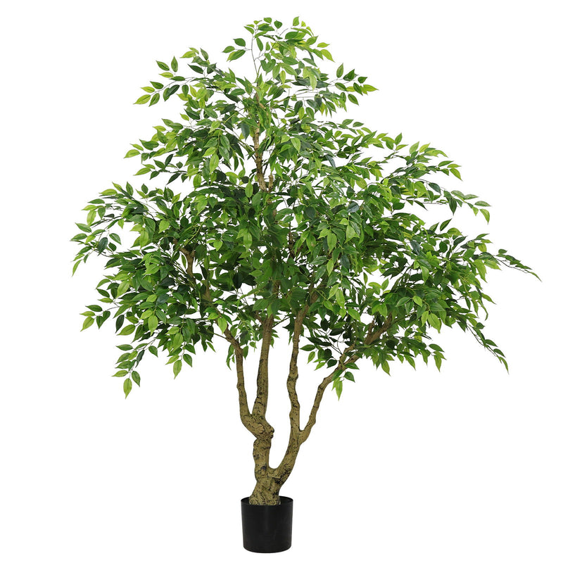 Artificial Banyan Tree With A Trunk And Lifelike Leaves, For Indoor And Outdoor Use - Green