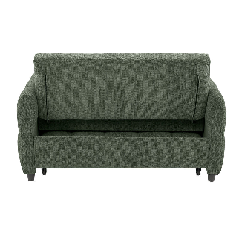 Loveseat Sofa Pull-Out Bed With Adjustable Backrest, 3 USB Ports And 2 Lumbar Pillows For Living Room