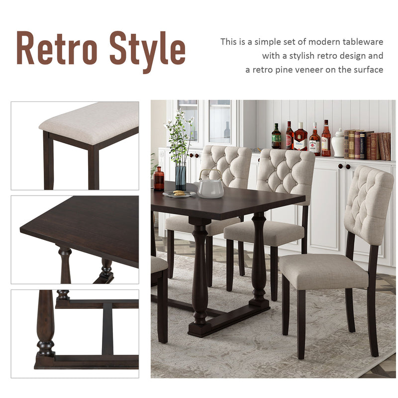 6 Piece Dining Set Retro Style