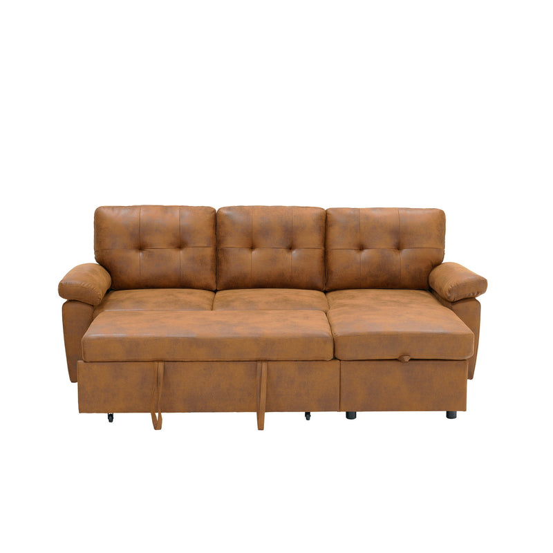 Convertible L - Sectional Sofa Bed With Storage Chaise And Padded Armrests