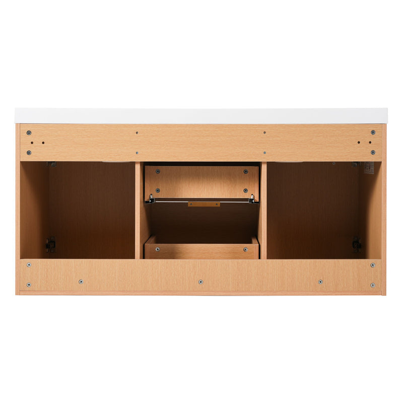 Double Sink Bathroom Vanity, Cabinet, Soft Close Doors, Divided Drawers, Wall Mounted Storage - Wood