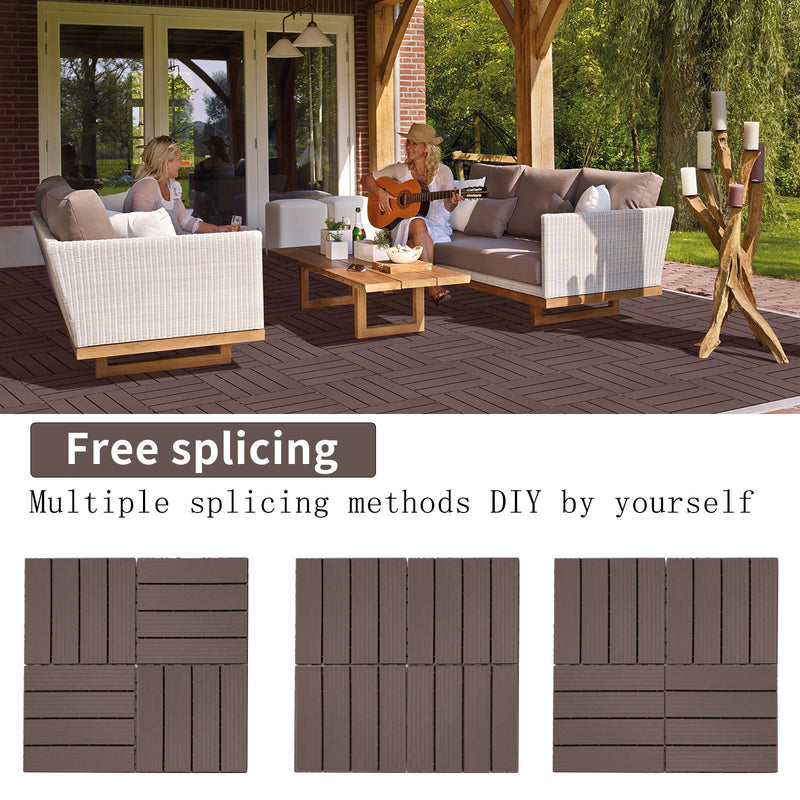 Plastic Interlocking Deck Tiles, Waterproof All Weather Use