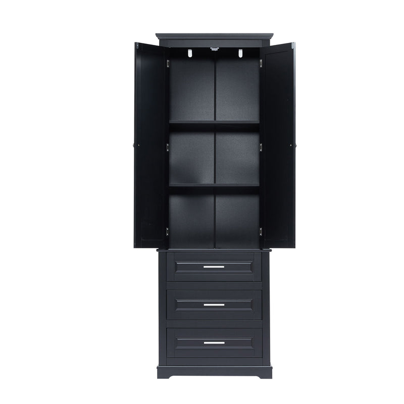 Tall Storage Cabinet With 3 Drawers For Bathroom