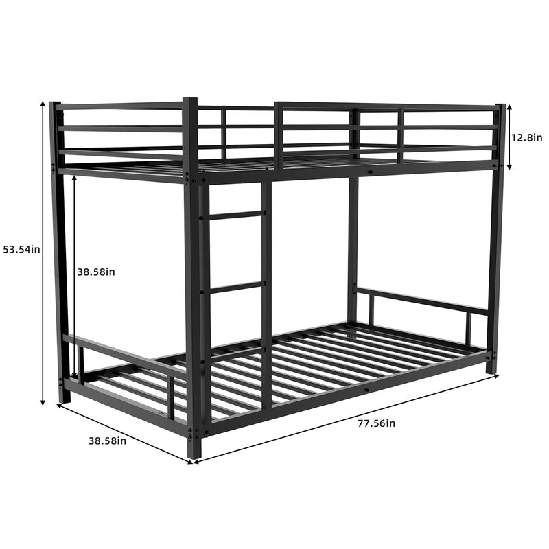 Bunk Bed With Noise Reduction And Safety Guardrail