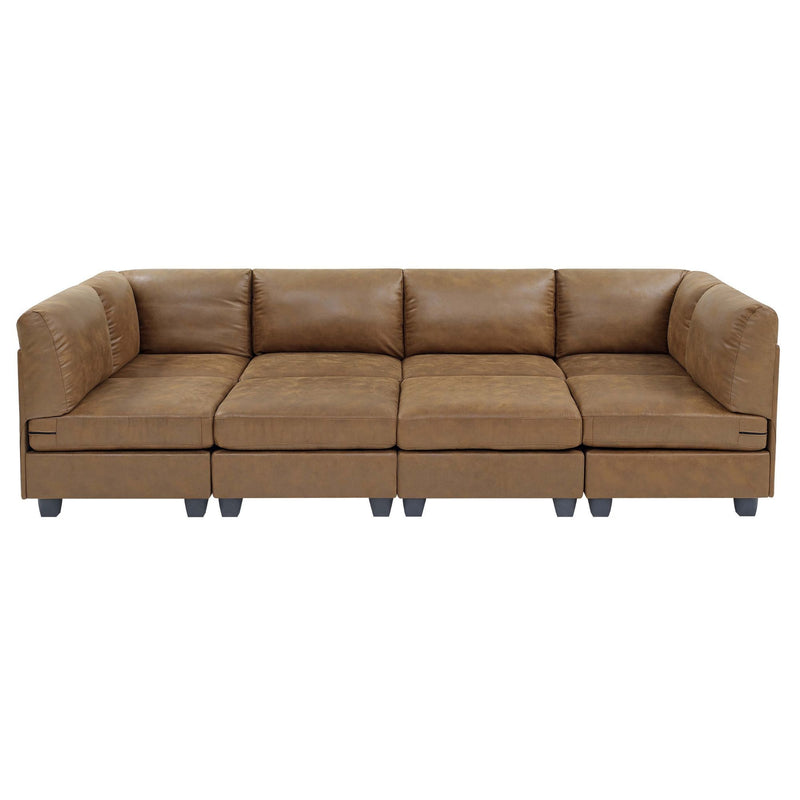 Modular Sectional, Customizable Layout, Removable Cushions - Brown