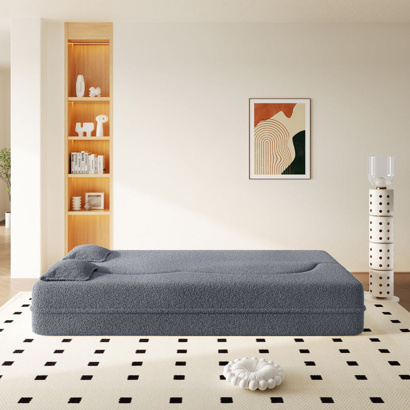 Modern Floor Sofa With 2 Pillows, Twin Size For Living Room