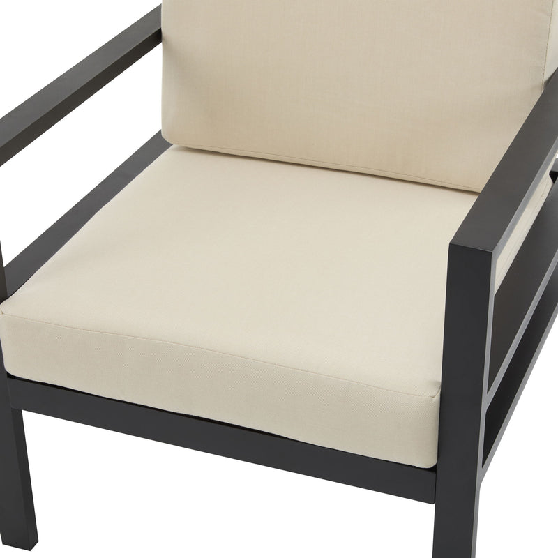 Modern 3 Piece Outdoor Patio Seating Set With Aluminum Frame And Weather Resistant Cushions - Beige / Gray