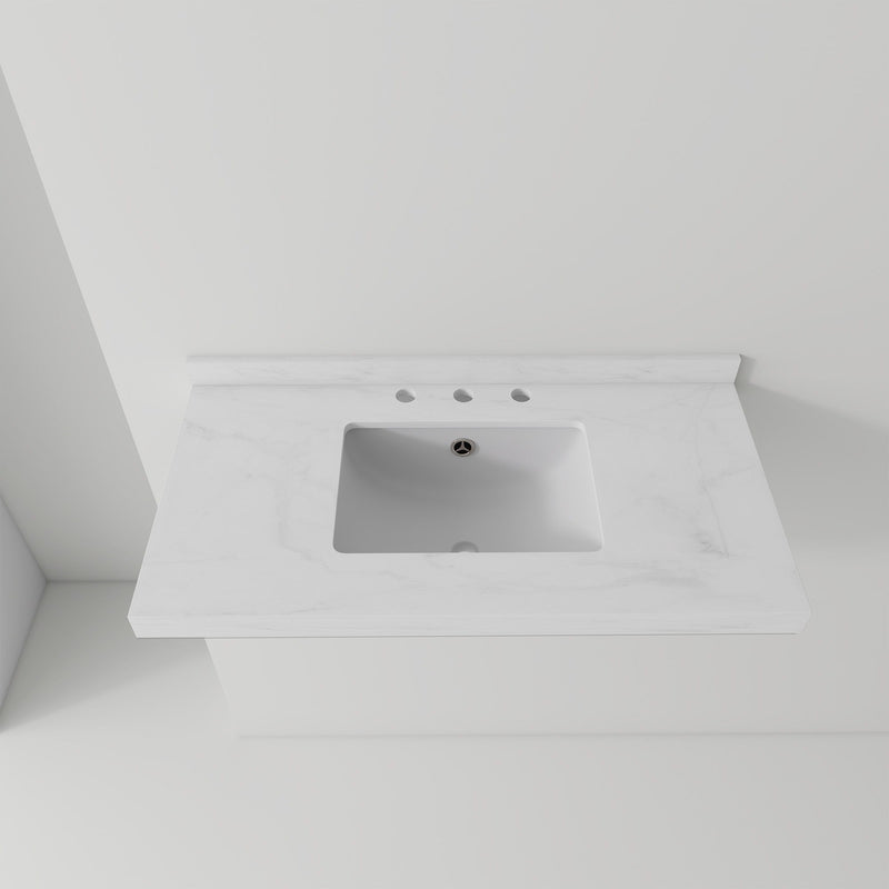 Basin Sink, Triple Faucet Holes, 2" Thick Rim, Sink Only