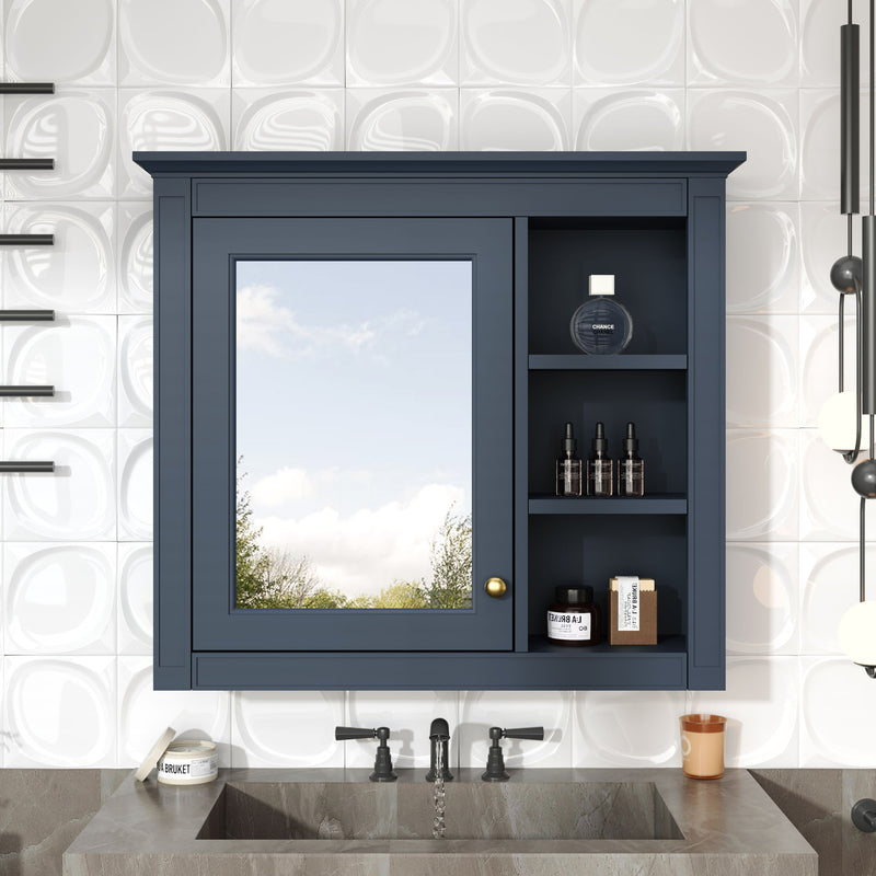 Wall Mounted Medicine Cabinet With Mirror And 3 Open Shelves